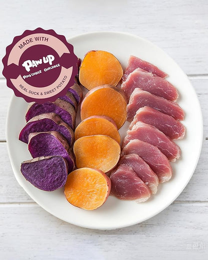 PAWUP Duck & Sweet Potato Duo Dog Treats, Soft Chews for Small & Medium Dogs, High Protein & High Fiber, Gentle on Sensitive Stomachs, Natural Daily Snack with Taurine, 12.5 oz