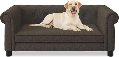 KEIKI Dog Bed for Medium and Large Dogs, Elevated Pet Sofa Bed, Durable Elevated Dog Couch with Legs, 39" Pet Bed for Dogs, Dark Brown