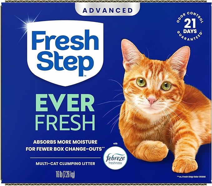 Fresh Step Ever Fresh Advanced Multi Cat Clumping Litter with Febreze Freshness, 16 lb Each, Pack of 2 (Package May Vary)