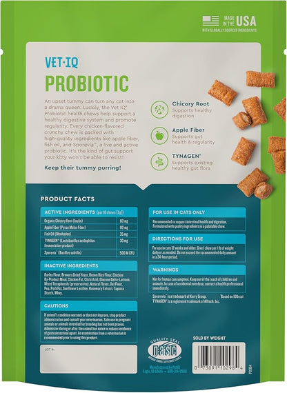 VetIQ Cat Probiotics Supplement – Probiotic, Prebiotic & Postbiotic for Cats, Digestive & Gut Health Support, Constipation & Diarrhea Relief, Chicken Flavored, 3.7 oz