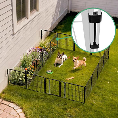 FXW Rollick Unleashed Dog Playpen for Indoor, Yard, RV Camping, 24 inch 16 Panels Dog Pen with Connectors (Pack of 2) for Small and Puppy Dogs, Black│Patented