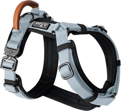 MADE TO ROAM Premium Explorer Harness - Y-Shaped Dog Harness with Adjustable Durable Nylon, Soft Padding, Metal Buckles and Leather Handle for Small, Medium, Large Dogs (Alaska Daybreak, Size 4)