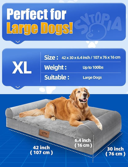 Sytopia Chew Proof Dog Beds for Large Dogs Washable Orthopedic, Indestructible Dog Bed 42 Inch Extra Large with Removable Cover and Anti-Slip Bottom - XL