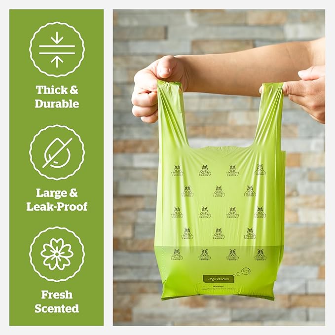 Pogi’s Dog Poop Bags with Handles – Extra-Thick, Leak-Proof, Large, Fresh Scent, 300-Count