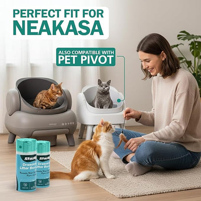 30 Count Cat Litter Liners - 27x13 Inches - Compatible With Neakasa Litter Box M1 & Petpivot Autoscooper 11 litter box - Leak & Tear Proof Heavy Duty Drawstring in Center for Mess-Free Cleaning