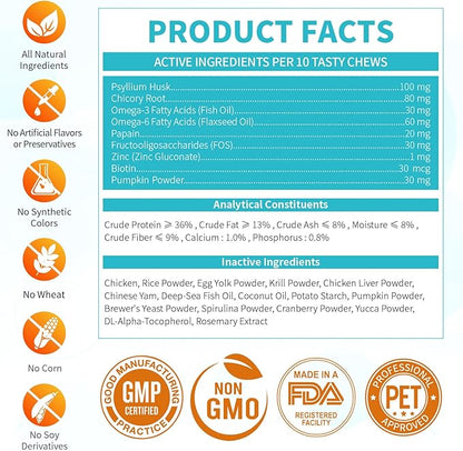 Cat Hairball Support Chews – 500 Crunchy & Creamy Texture Hairball Treats for Cats – Texture Indoor Feline Digestion Formula, Hairball Control & Cat Digestion Support, Chicken & Krill Flavor