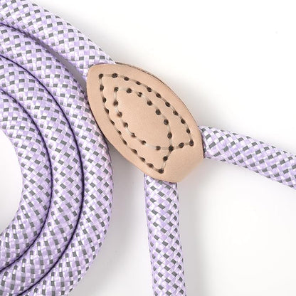 Mile High Life Rope Leash with Genuine Leather Connection, 6 FT/5 FT/4 FT, Heavy Duty Leash for Small Medium & Large Dogs (Purple,72 Inch)