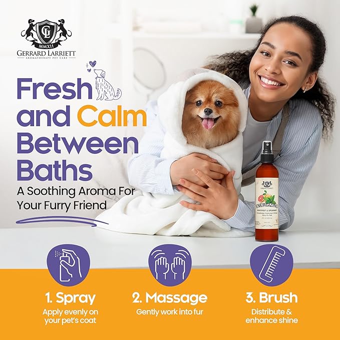 Dog Perfume Spray Long Lasting Grapefruit & Spearmint 8 Fl Oz-Dog Calming Spray Scent Mist for Shining Fur, Puppy Cologne Doggie Deodorant Fragrance Mist Pet Perfume for All Breeds by Gerrard Larriett