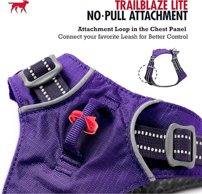 Tuff Pupper All-Day Wear Dog Harness | for Walking, Trail Running, Hiking | Front & Back Leash Clips | Reflective Trim | Easy On/Off Buckles | Lightweight Breathable | No Pull Design (Small, Purple)