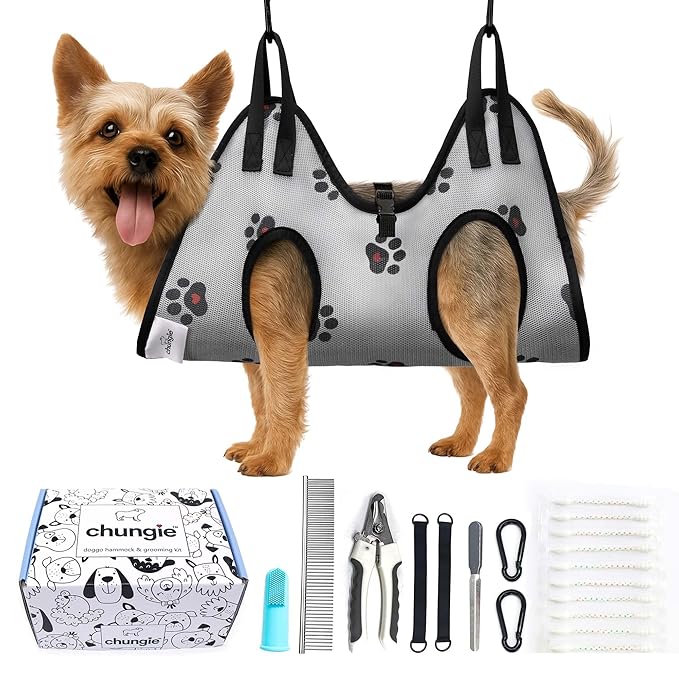 Dog Grooming Hammock for Cats – Pet Restraint for Nail Trimming with Pet Nail Clipper – Dog Sling for Grooming, Pet Hammock for Nail Cutting & Grooming Harness (Legs Spacing: 3.9-8.9”)/Max W:12lb)