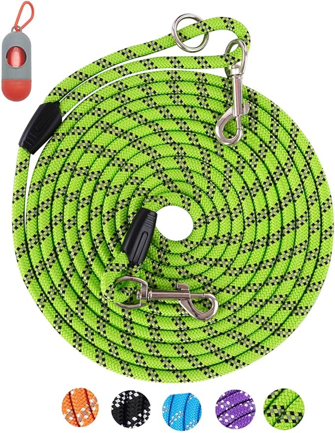 Long Rope Leash for Dog Training 16FT 30FT 50FT 100FT, Reflective Threads Check Cord Recall Training Agility Dog Lead for Large Medium Small Dogs, Dog Tie-out cable for Playing, Camping, or Backyard