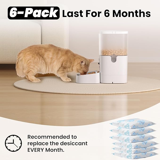 aidowocam Pet Food Desiccant Bag, Replaced Desiccant for Automatic Cat dog Feeders, Keep Cat Food Dog Dry and Fresh- 6 Packs