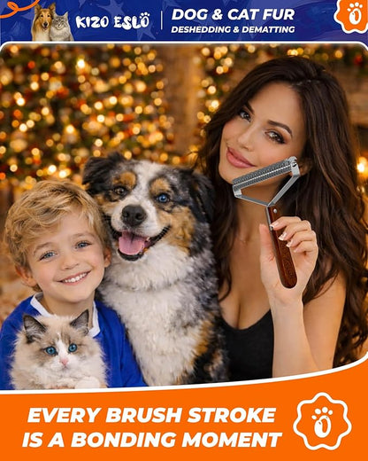 Dog Brush for Shedding 20 Blade Dematting Tool Pet Brush, Undercoat Rake for Large Medium Small Dogs and Cats, Shedding Dog Comb for Grooming, Premium Wood Handle, Efficiently Detangle and Groom Coats