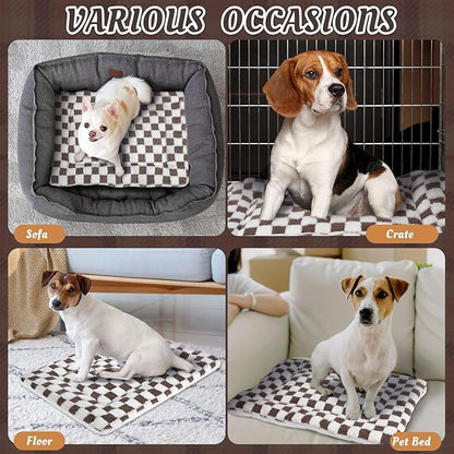 VitalCozy 2 Pack Self Warming Cat Mat Self Heating Pad Bed Reversible Machine Washable Reflects Body Heat Warm Thermal Pet Pad Crate Blanket for Feral and Indoor Cat(Dark Brown,21" X 14",Plaid)