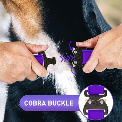 NexaPaw Biothane Dog Collar - Adjustable Heavy Duty for Medium Large Dogs - Waterproof Military Grade - Cobra Buckle, QR Code Dog Tag ID Included