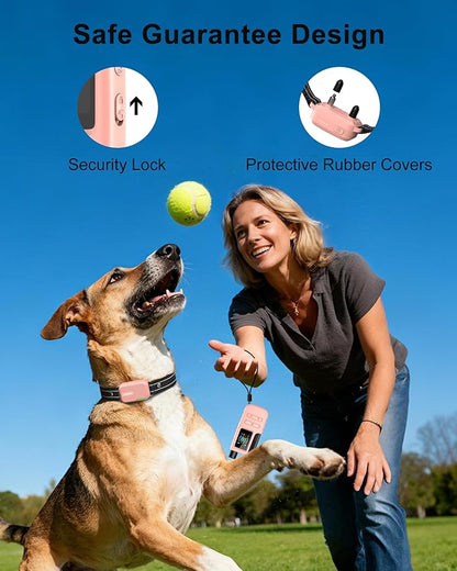 Jugbow Dog Shock Collar - 4500FT Dog Training Collar with Remote, IPX8 Waterproof Electric Dog Collar with 4 Training Modes, Security Lock, Rechargeable eCollar for 10-120lbs Dogs(Pink)