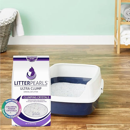 Litter Pearls Ultra Clump Unscented Crystal Clumping Cat Litter with Odorbond, 8 Pounds