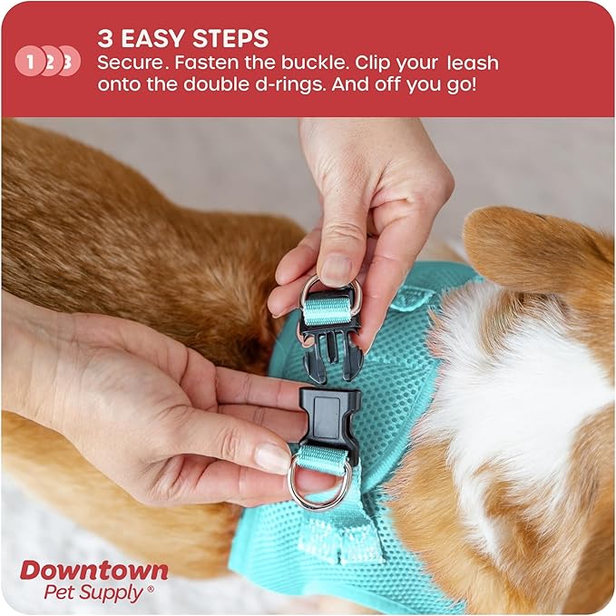 Downtown Pet Supply Step in Dog Harness No Pull, X-Large, Light Blue - Adjustable Harness with Padded Mesh Fabric and Reflective Trim - Buckle Strap Harness for Dogs