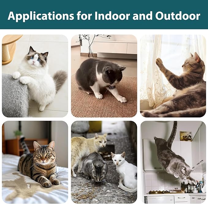 Advanced Cat Deterrent Spray, Natural Formula Cat Repellent Indoor and Outdoor, Strengthened Cat Scratch Deterrent for Furniture, Sofas, Rugs, Curtain Protection, Stop Cats from Urinating (Green, M)