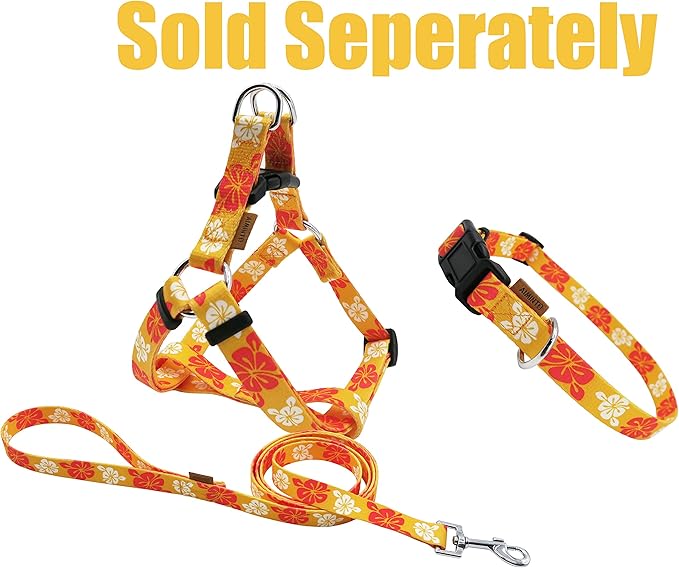 Dog Collar, Cute Floral Pattern, Soft and Adjustable Collar with Quick Release Buckle (XS (Neck 9-13", Width 3/8"), Hawaiian Orange)