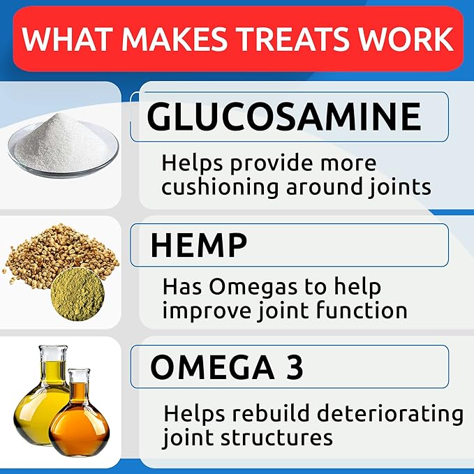 Hemp Chews Dogs Hip Joint Pain Relief - Glucosamine Chondroitin Hemp Treats for Joint Health - Dog Joint Supplement Large Breed & Small - Hemp Oil Pill - Canine Vitamin Treat Old Dog (240Ct/Chicken)