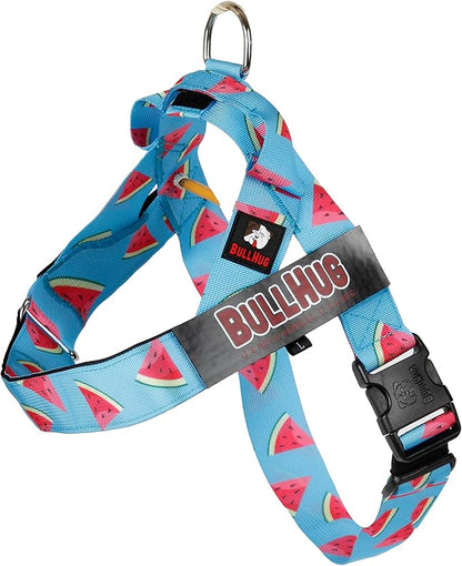 BULLHUG Adjustable Dog Harness– No Pull, No Choke – for English Bulldogs, French Bulldogs, Pugs & Broad-Chested Breeds – Easy, Safe Walks (Watermelon, Large)