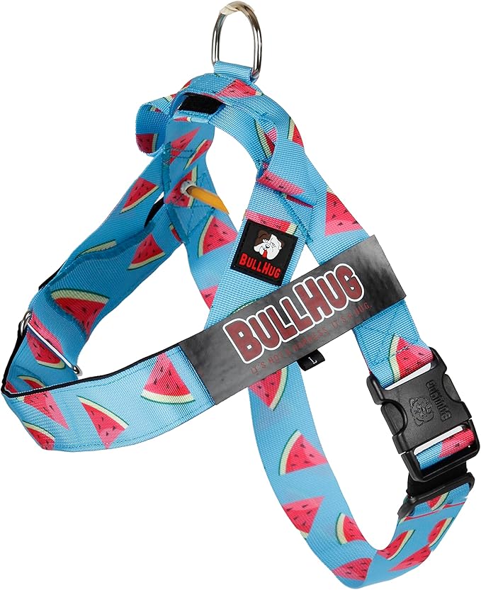 BULLHUG Adjustable Dog Harness– No Pull, No Choke – for English Bulldogs, French Bulldogs, Pugs & Broad-Chested Breeds – Easy, Safe Walks (Watermelon, XL)