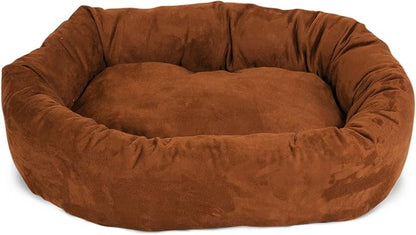 Majestic Pet 40 Inch Suede Calming Dog Bed Washable 40x29x9 (Inch) – Cozy Soft Round Donut Dog Bed with Spine Support for Dogs to Rest Their Head - Pet Bed Large – Rust