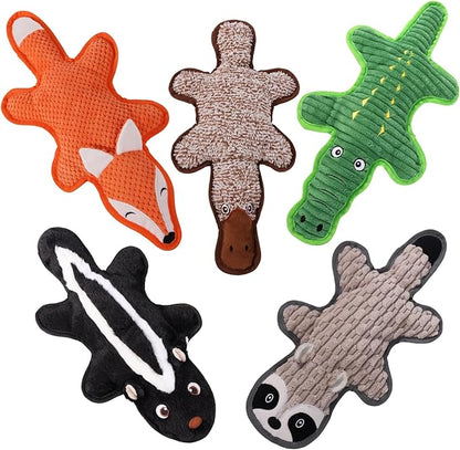 Eneston 5 Pack No Stuffing Squeaky Dog Toys for Large Dogs - Interactive Durable Plush Chew Toy with Crinkle Paper, Safe Pet Toy for Small to Large Breed, Ideal for Puppy Gifts & Tug of War Toys