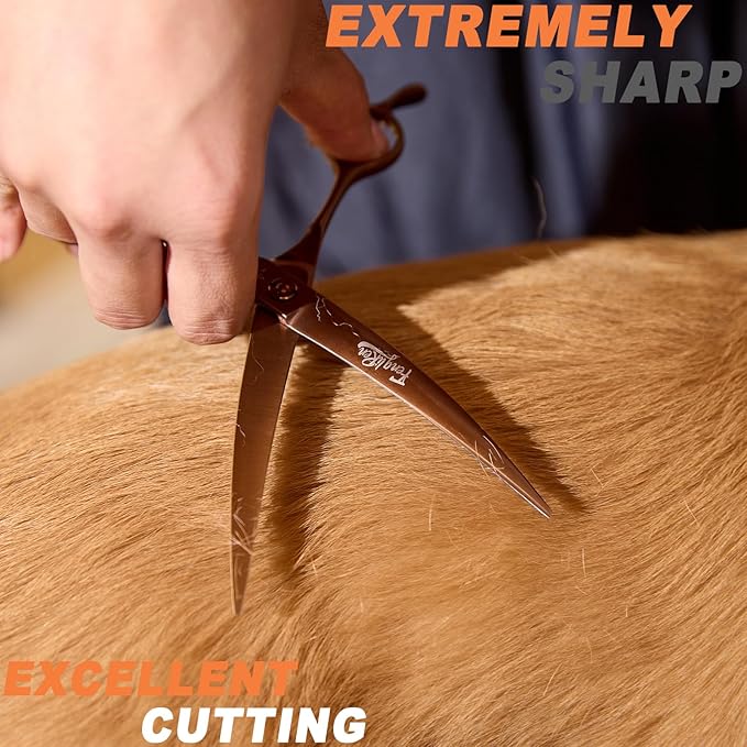 High-end Professional Dog Grooming Curved Scissors Pet Curved Shears 7 Inches Extremely Very Sharp Made Of Stainless Steel Alloy By Hand For Dog Cat Groomer