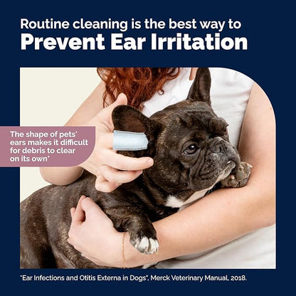 Vetnique Oticbliss Cat & Dog Ear Wipes - Dog Ear Infection Treatment or Dog Ear Cleaner Wipes for Dirty, Waxy, Smelly Dog Ears, Odor Control with Aloe Vera & Salicylic Acid (Finger Mitt Ear Wipes)