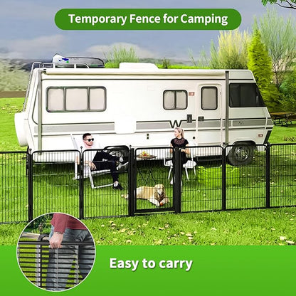Dog Playpens with Low Threshold Gate, 40 Inch 10 Panels Heavy Duty Outdoor Dog Play Pen, RV Camping Yard Indoor Puppy Playpen Portable Pet Pen Fence for Large/Medium/Small Dogs