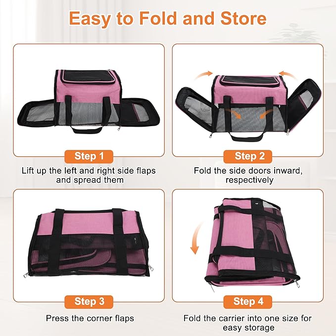 RENEWREVITAL Pet Carrier, Breathable Mesh Design, Soft Cat Carrier with Shoulder Strap, Comfortable Travel Solution, Pink