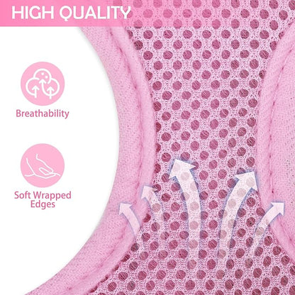 SCENEREAL Puppy Dog Harness with Leash Set for Small Medium Sized Dogs, Soft Mesh Step in Pet Harnesses and Leash, No Chock Plaid Adjustable No Pull Vest for Dogs Cats, Chihuahua,Bulldog (Pink M)