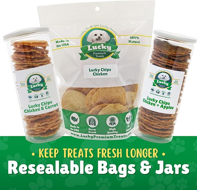 Chicken & Sweet Potato Chips Dog Treats – Made in USA, 100% Chicken Jerky, Grain-Free, High Protein, Single Ingredient, Crispy & Healthy Training Snacks for Dogs – 6 oz Jar