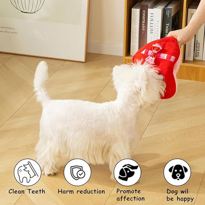 Hollypet Squeaky Dog Toy, Interactive Plush Hide and Seek Dog Toys for Small Medium Sized Dogs and Non-Aggressive Chewers, Puppy Teeth Clean Chew Toys, Valentine's Day Chocolate