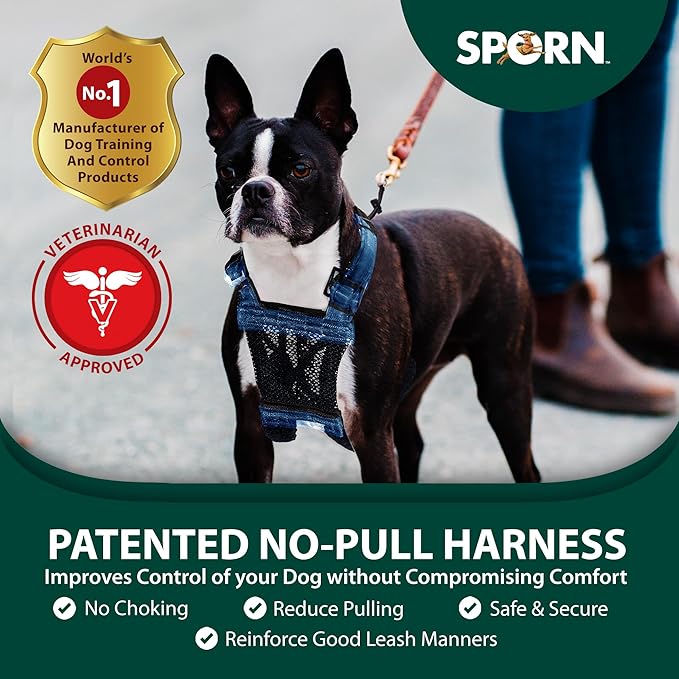 Sporn No Pull Dog Harness for Small-Sized Dogs - Blue Mesh Heavy Duty Nylon Breathable Lightweight Adjustable Padded Soft & Easy Anti-Pull Body Halter Small Dog Harness for Puppies