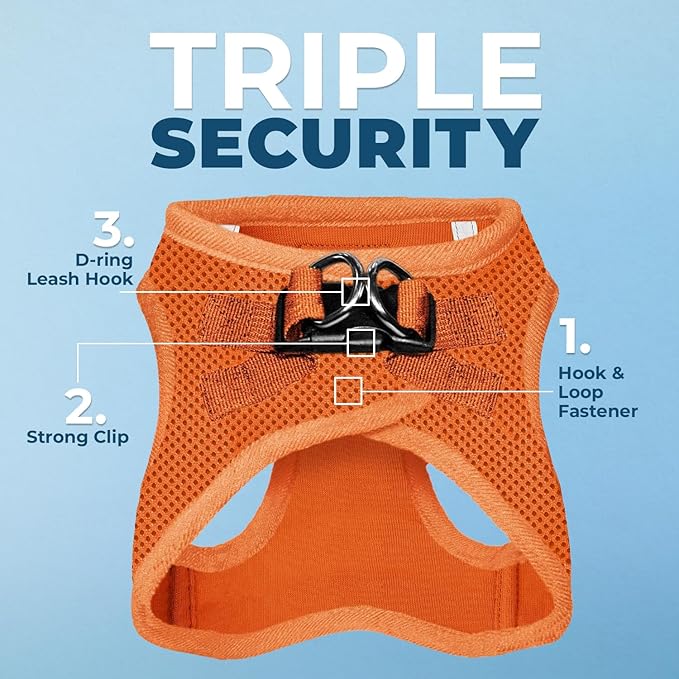 Best Pet Supplies Voyager Step-in Air Harness - All Weather Mesh, Reflective, No Pull Harness for Dogs, Cats - Secure with Hook & Loop Fastener, Buckle, Double D-Rings - Orange, L