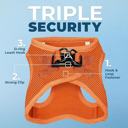 Best Pet Supplies Voyager Step-in Air Harness - All Weather Mesh, Reflective, No Pull Harness for Dogs, Cats - Secure with Hook & Loop Fastener, Buckle, Double D-Rings - Orange, XL
