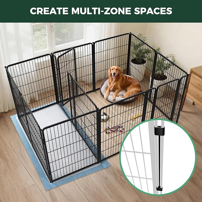 FXW Homeplus Unleashed Indoor Dog Playpen - Stress-Free and Safe Play, Heavy Duty 40 Inch 12 Panels with Connectors (Pack of 2) for Puppy and Small Dogs, Black│Patented