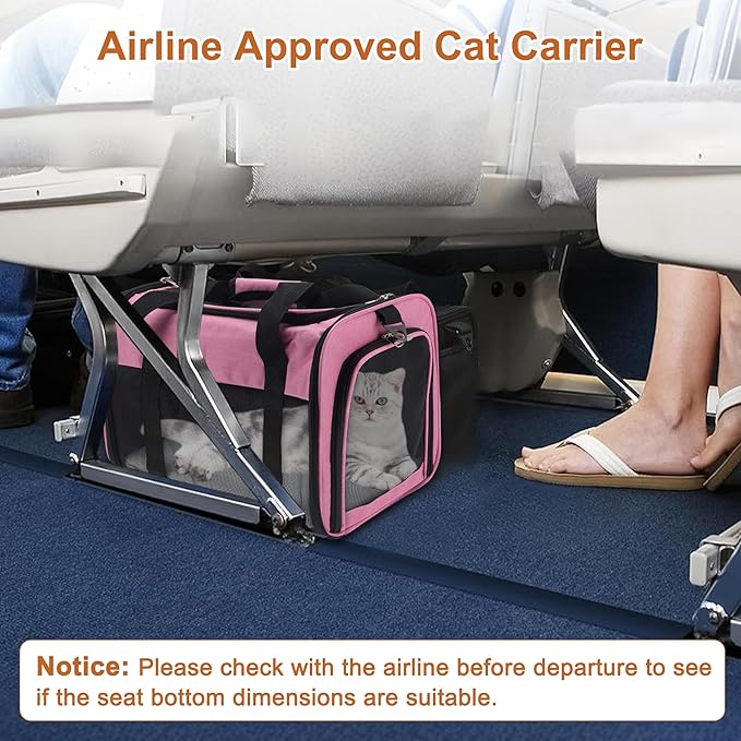 RENEWREVITAL Pet Carrier, Breathable Mesh Design, Soft Cat Carrier with Shoulder Strap, Comfortable Travel Solution, Pink