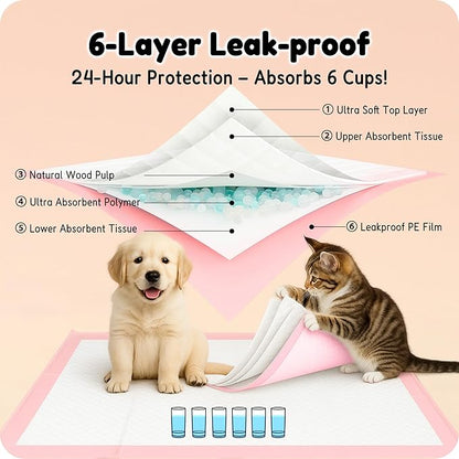 MoMoCo Puppy Pads, 23"x23"-100 Count Pet Pee Pads, Super Absorbent Disposable Dog Training Pads , Leak-Proof, Quick-Drying Potty Pads for Dogs Puppies