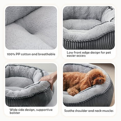 SIWA MARY Medium Dog Beds for Medium Small Dogs Washable, Rectangle Dog Bed Medium Size Dog, Orthopedic Warming Soft Calming Sleeping Puppy Bed Durable Pet Bed with Anti-Slip Bottom(25"x21"x8")