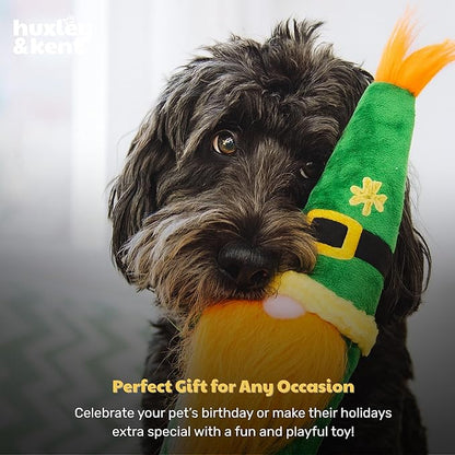 Huxley & Kent Funny Dog Toy w/Squeaker – St. Patrick's Day Power Plush Squeaky Dog Toys for Small, Medium & Large Dogs – Soft Stuffed Animal for Indoor Play & Fetch - Fetchies® Lucky Gnome, One Size