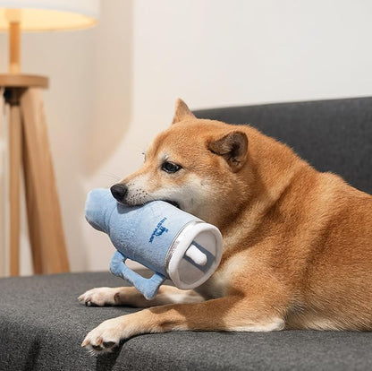 Nestpark Tumbler Cup Funny Dog Toy - Parody Plush Squeaky Crinkle Dog Toy (Chambray Blue)