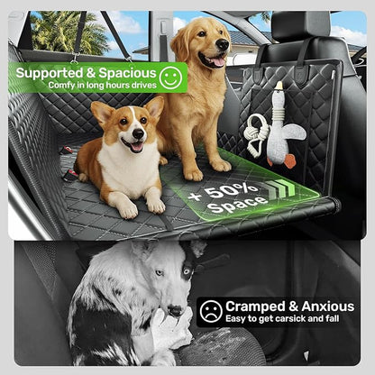 Zanch Heavy-Duty Dog Truck Seat Cover, Flat Solid Back Seat Extender for Multi Large Dogs, Hard-Base Supports 450 lb, Waterproof Hammock Protector, XL for Full-Size Crew Cab Trucks & SUVs, Green