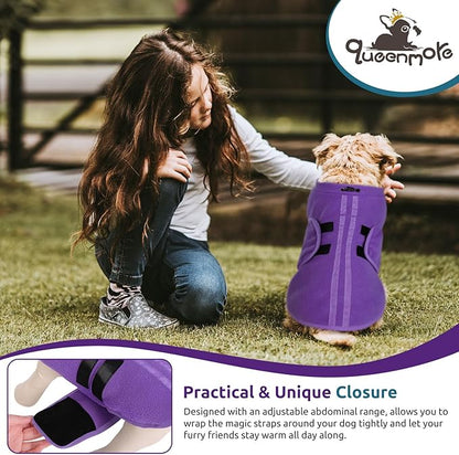 Queenmore XXL Dog Sweater, Soft Fleece Vest Pullover Jacket with Leash Hole, Warm Winter Dog Clothes Cold Weather Dachshund Sweaters for Large Dogs Cats Boy or Girl (Lavender, XXL)