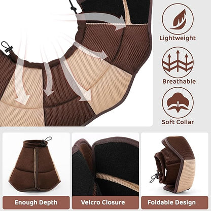 SUNFURA Dog Cone - Soft Cone for Dogs to Stop Licking, Pet E-Collar Alternative After Surgery, Adjustable Pet Recovery Collar for Wound Healing, Brown Small