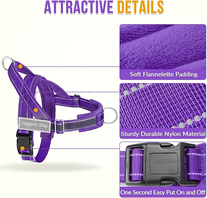 SlowTon No Pull Dog Harness - Heavy Duty Dog Harness and Leash Set for Medium Large Dogs, Reflective Tactical Harness with Soft Padded and Front Clip for Easy Walk and Training (PU, M)