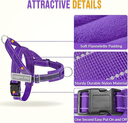 Lukovee No Pull Dog Harness & Leash Set - Heavy Duty Dog Vest Harness with Soft Padded for Medium Large Dogs, Adjustable Reflective Tactical Pet Harness for Easy Walk and Training (XL, PU)